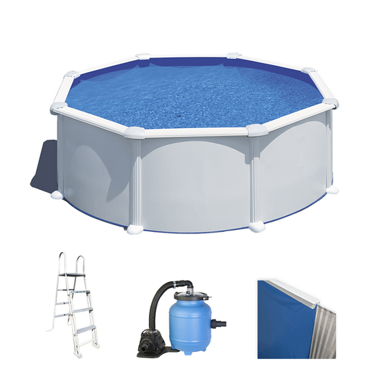 Gre Atlantis Ronde &Oslash;350 x 132cm - Piscine hors sol en acier - Filtre Aqualoon