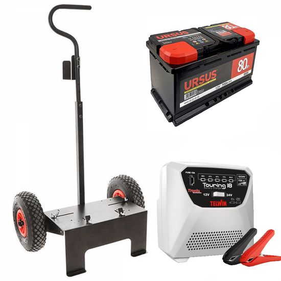 Kit complet : chariot Volpi + batterie 80 Ah + chargeur de batterie Telwin Touring 18