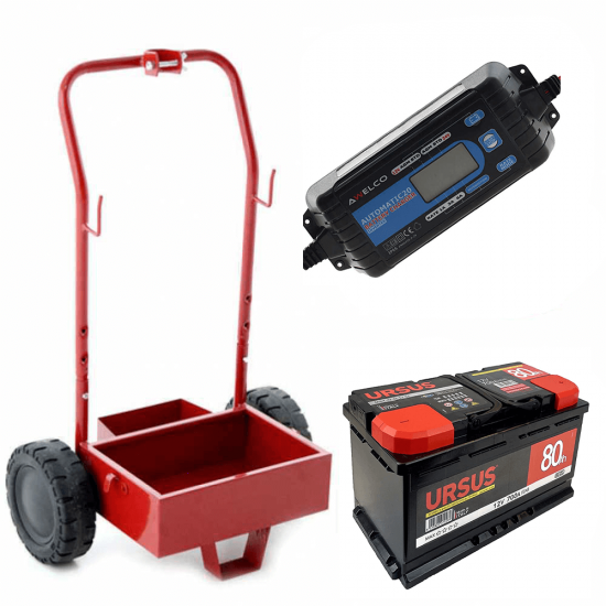 Kit complet : chariot m&eacute;tallique + batterie 80 Ah + chargeur de batterie Awelco Automatic 20
