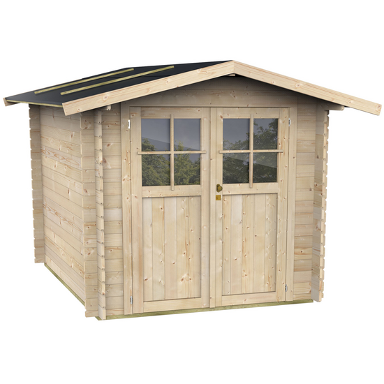 Alce Opera 215x180 - Abri de jardin &agrave; bois - Avec fen&ecirc;tres et porte &agrave; double battant - 215x180x207 cm