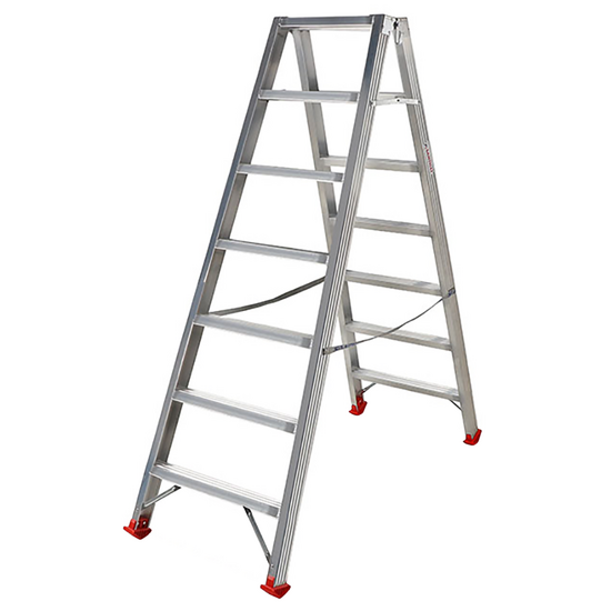 &Eacute;chelle double en aluminium 1031, 2x7 marches, 1,70 m