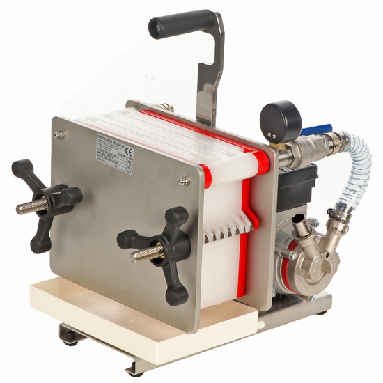 Enotecnica Pillan FC8 - Filtre à vin professionnel pour 8 cartons 20x20 cm - Châssis INOX et pompe NOVAX