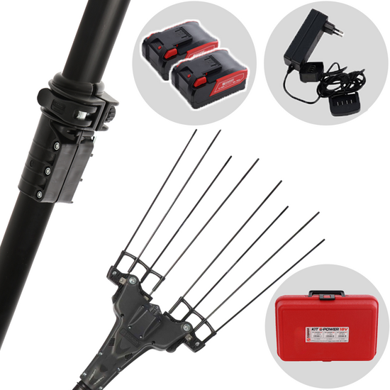 Zanon Murcielago X Lazer AL-200 - Peigne vibreur à batterie 2x 18V 10Ah - Perche télescopique 180/260 cm