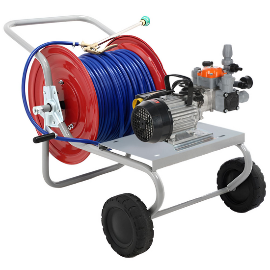 Kit motopompe &eacute;lectrique de pulv&eacute;risation avec chariot - Comet MTP BPX25 PP - Pour produits chimiques et acides