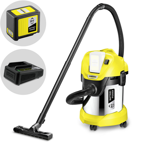 Karcher WD 3 Premium Battery 36 V - Aspirateur multifonction à batterie 36V 5Ah - Solides, liquides et souffleur