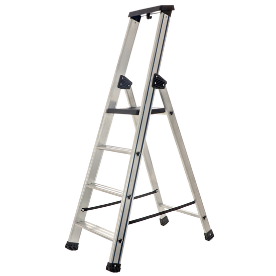 S.T.P. Issima, 4 marches, 1,51 m - &Eacute;chelle en aluminium avec tr&eacute;teau