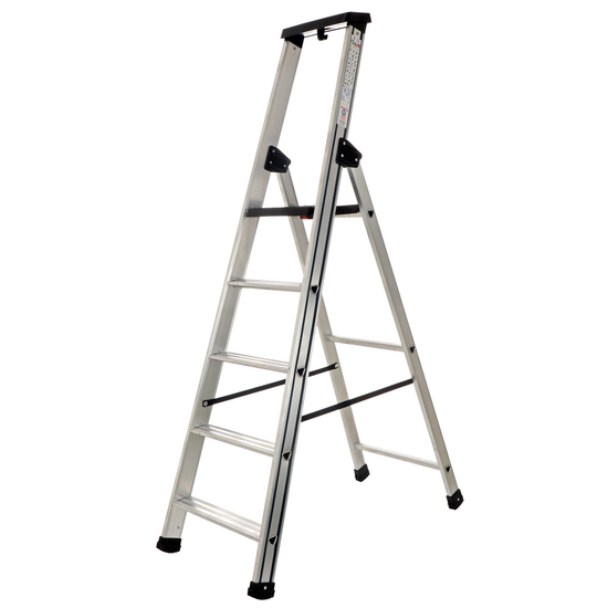 S.T.P. Issima, 5 marches, 1.74 m - &Eacute;chelle en aluminium avec tr&eacute;teau