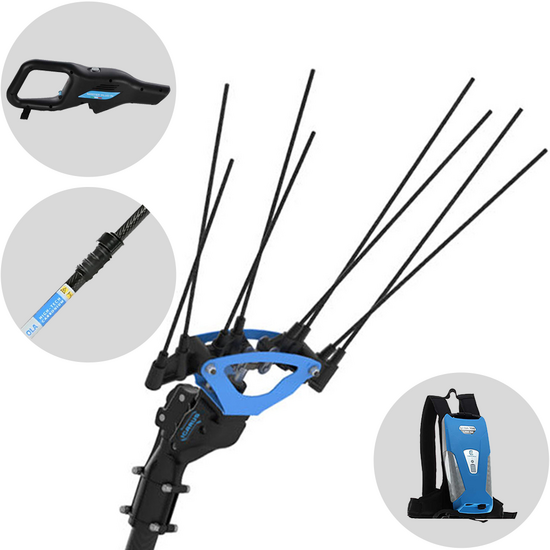 Campagnola Icarus V1 58 - Perche en carbone de 150-220 cm - Peigne vibreur &eacute;lectrique - Batterie &agrave; dos incluse