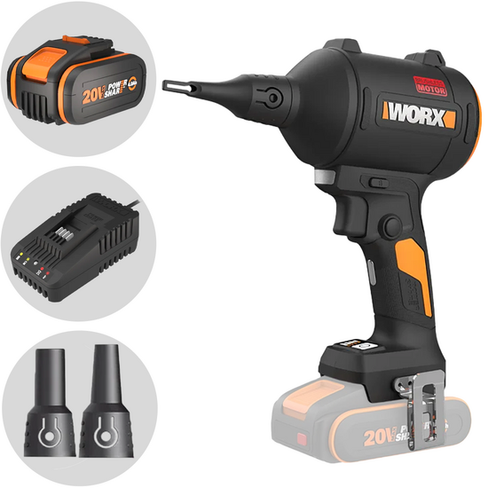 Worx Nitro WX099 - Souffleur de poussière portable à batterie - 20 V / 4 Ah