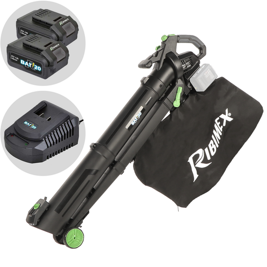 Ribimex PRBAT20-ASB1SB - Souffleur aspirateur &agrave; batterie 40 V 4 Ah