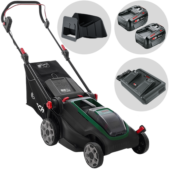 Bosch Rotak18V2-43 - Tondeuse à gazon sans fil - 2X18 V/4 Ah - Largeur de coupe 43 cm