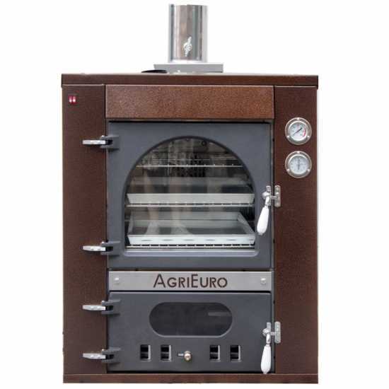 AgriEuro Medius 80 Deluxe INC - Four &agrave; bois en acier encastrable - &Eacute;maillage cuivr&eacute; - Inox