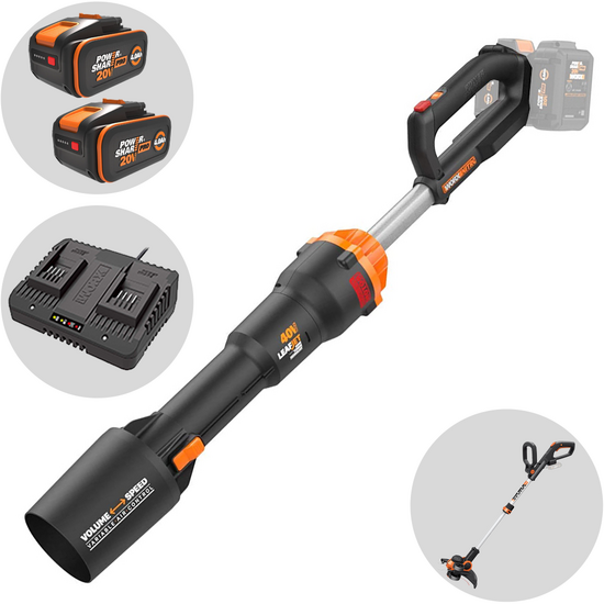 Worx NITRO WG585E - Souffleur à batterie - 2 batteries de 20V 4Ah