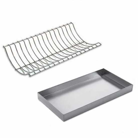 Grille concave pour four 45x80 (spécifique pour rôtisserie) avec plat à bords hauts