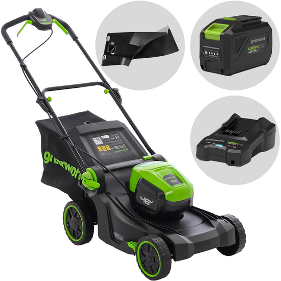 Greenworks GD48LM41II - Tondeuse &agrave; gazon &agrave; batterie - 48 V/4 Ah - Largeur de coupe 41 cm