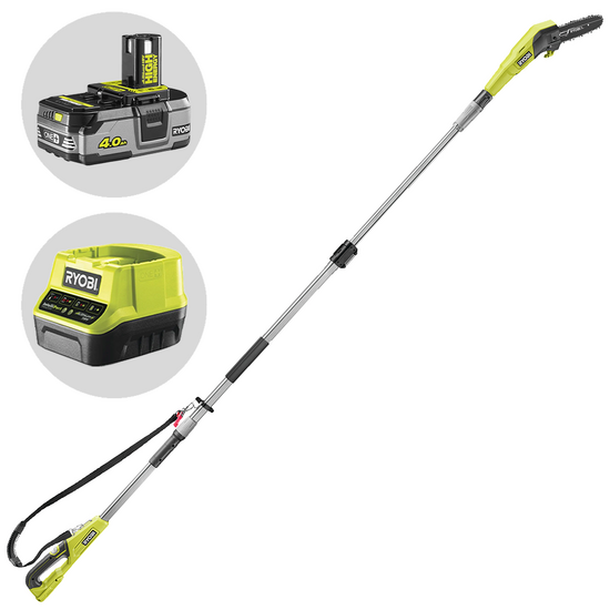 Ryobi RY18PP20A-0 - &Eacute;lagueuse &agrave; batterie sur perche t&eacute;lescopique - Guide 20 cm - 18 V/4 Ah