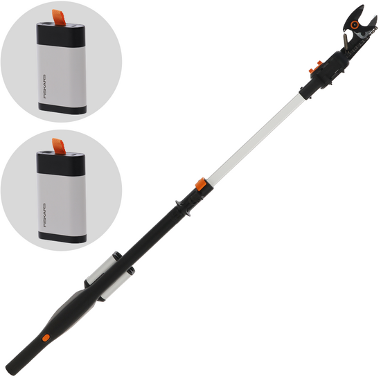 Fiskars eLopper Bypass - Échenilloir à batterie - 90/140 cm - 24V - 2x 12V 4Ah - Diamètre de coupe 32 mm