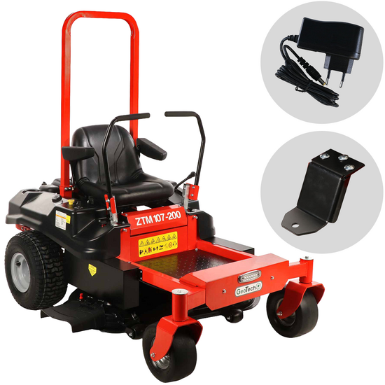 GeoTech ZTM 107-200 - Tracteur tondeuse professionnel &agrave; z&eacute;ro rayon de braquage - &Eacute;jection lat&eacute;rale - Moteur 546 cm&sup3;