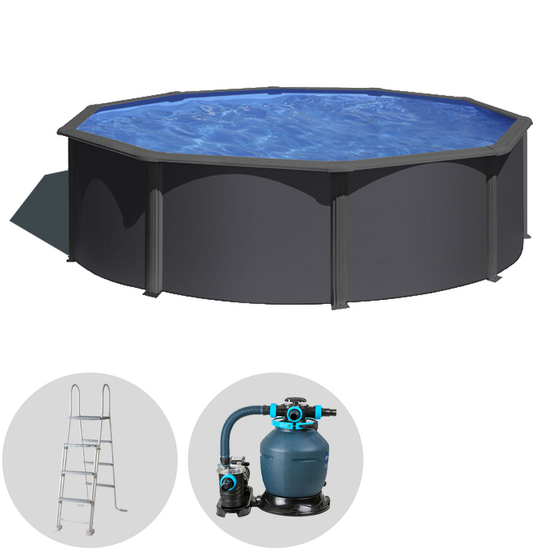 Gre Anthracite Ronde &Oslash;460 x 120 cm - Piscine hors-sol en acier