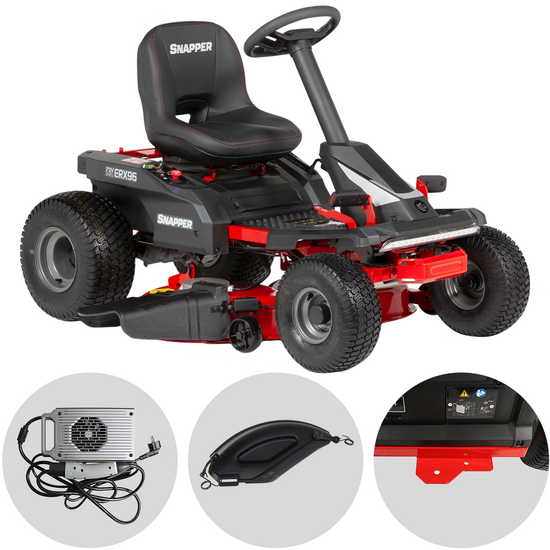 Snapper ERX96 - Tondeuse autoportée à batterie 72 V/28 Ah - Éjection latérale et mulching