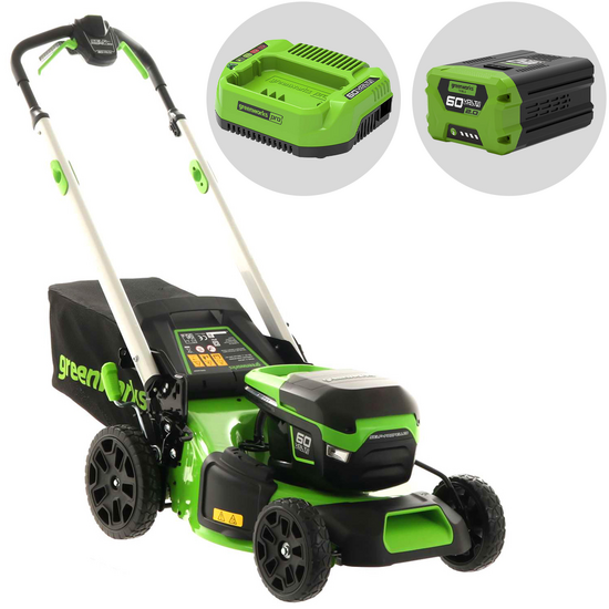 Greenworks GD60LM46SP - Tondeuse à gazon autotractée à batterie 60V 2Ah - Largeur de coupe 46 cm