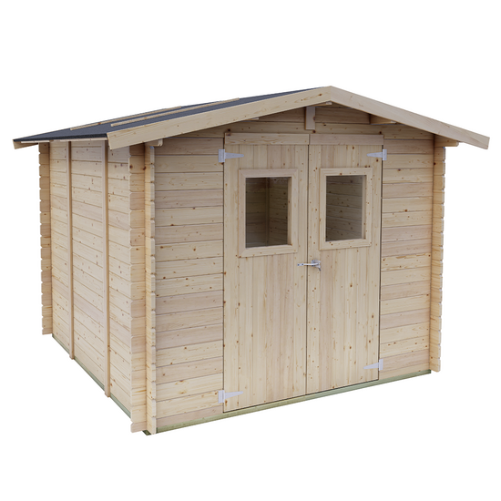 Alce Iris 249 x 249 cm – Abri de jardin en bois - Avec fenêtres et porte double battant – 249 x 249 x 207 cm