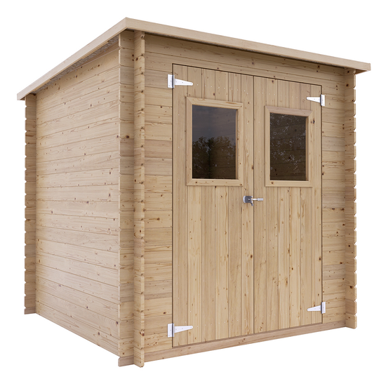 Alce Vibo 198 x 198 cm &ndash; Abri de jardin en bois - Avec fen&ecirc;tres frontales &ndash; 198 x 198 x 195 cm
