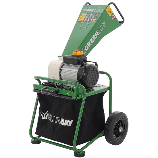 GreenBay GB-WERC 50 B - Broyeur de branches et v&eacute;g&eacute;taux &eacute;lectrique - Avec bac de ramassage