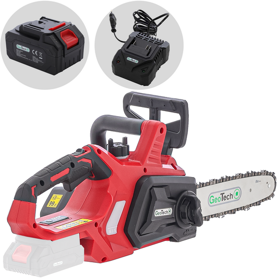 GeoTech X-Line CS-20V - Tron&ccedil;onneuse &agrave; batterie 20 V/4 Ah - Guide de 25 cm