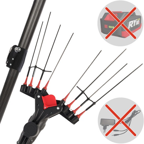 Castellari Vertigo Carbon L 18 V &ndash; Peigne vibreur 240/330 cm &agrave; batterie lithium-ion &ndash; Perche t&eacute;lescopique en carbone &ndash; SANS BATTERIE NI CHARGEUR