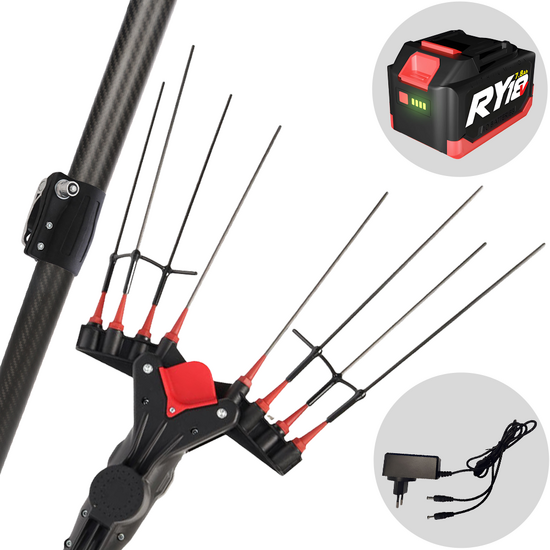 Castellari Vertigo Carbon L 18V - Peigne vibreur pour olives 240/330 cm à batterie lithium-ion 18 V 7.8 Ah - Perche télescopique en carbone