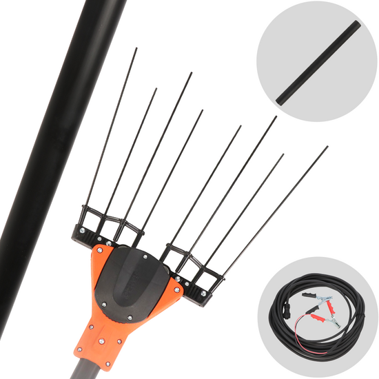 Bahco BCL53FP - Peigne vibreur électrique 220/290 cm à batterie de type automobile avec câble inclus - Perche fixe en carbone + rallonge