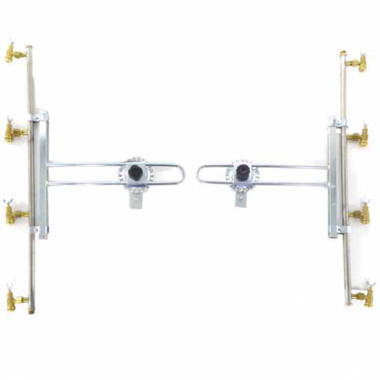 Couple de rampes inox de d&eacute;sherbage &agrave; Jets papillon laiton 4+4 &eacute;quip&eacute; de supports INOX