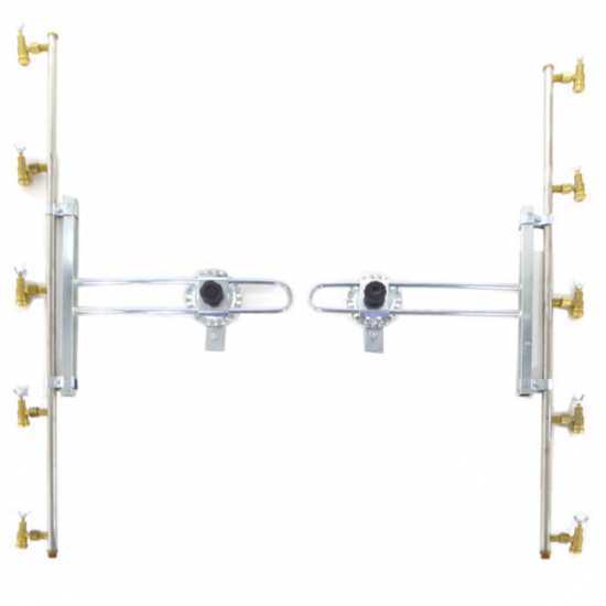 Couple de rampes inox de d&eacute;sherbage &agrave; jets papillon laiton 5+5 &eacute;quip&eacute; de supports INOX