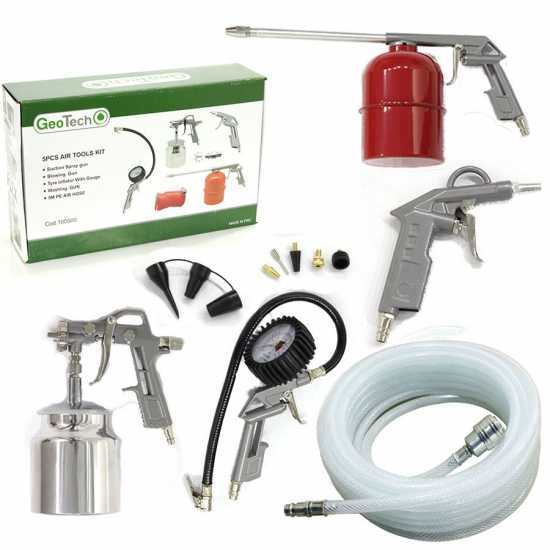 Kit accessoires pneumatiques 11 pi&egrave;ces pour compresseur - avec tuyau professionnel arm&eacute; - GeoTech