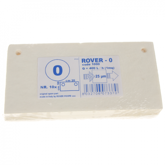 Type 0 - Cartons filtrants Rover pour pompes avec filtre Pulcino - 20x10 cm - 10 pi&egrave;ces