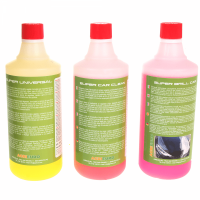 Kit 3 D&eacute;tergents professionnels pour nettoyeur haute pression - sp&eacute;cifique pour le nettoyage Auto et v&eacute;hicules - 3 flacons d'1 litre