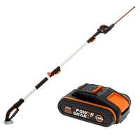 Taille-haie &eacute;lectrique &agrave; batterie Worx WG252E sur perche de rallonge - Batterie 20V - lame 45 cm en acier