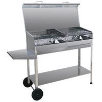 Mille Achille Big - Barbecue à charbon en acier inox artisanal - 2x 47,5x37 cm