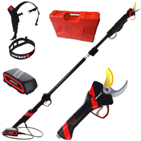 S&eacute;cateur &eacute;lectrique de taille Infaco F3020 sur perche de rallonge t&eacute;lescopique en carbone 147.5-212 cm - Batterie et sac &agrave; dos inclus - Diam&egrave;tre de coupe 40 mm