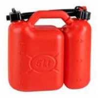 Bidon double 5 + 2,5 l pour carburant et huile avec bec verseur flexible