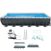 Intex Ultra XTR Frame 26368NP - 732x366x132 cm - Piscine hors-sol + Kit Nettoyage et Volleyball
