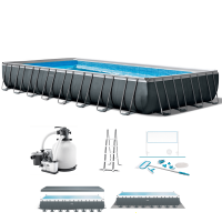 Intex Ultra XTR Frame 26378NP - 975x488x132 cm - Piscine hors-sol + Kit Nettoyage et Volleyball