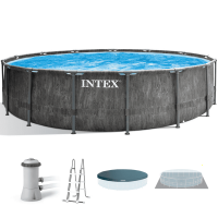Intex Prisma Frame Greywood 26742NP - &Oslash;457x122 cm - Piscine ronde