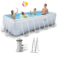 Intex Prisma Frame Chevron 26780NP - Piscine hors-sol + &Eacute;purateur &agrave; cartouche et &Eacute;chelle