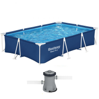Bestway Steel Pro 56411 - 300x201x66 cm - Piscine hors-sol + Pompe de filtration 16 W