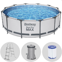 Bestway Steel Pro Max 56418 - &Oslash;366x100 cm - Piscine ronde + pompe de filtration et &eacute;chelle