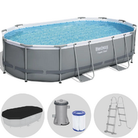 Bestway Power Steel 56448 - 488 x 305 x 107 cm - Piscine ovale