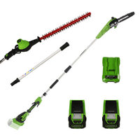 Greenworks GD40PSHK2 - Perche &eacute;lagueuse/Taille-haie sur perche de rallonge - 2 x 2Ah 40V
