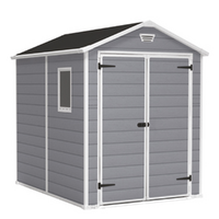 Keter Manor gris - Abri de jardin - Avec fen&ecirc;tre lat&eacute;rale - 186x237x227 cm